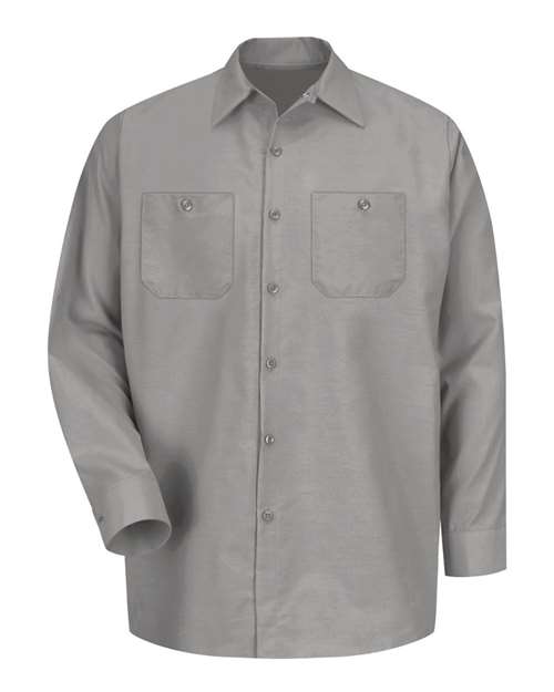 Red Kap SP14T — Men's Tall Industrial Long Sleeve Work Shirt — Light Grey