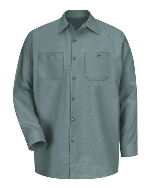 Red Kap SP14T — Men's Tall Industrial Long Sleeve Work Shirt — Light Green