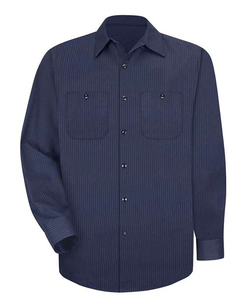 Red Kap SP14T — Men's Tall Industrial Long Sleeve Work Shirt — NL-Navy/ Light Blue