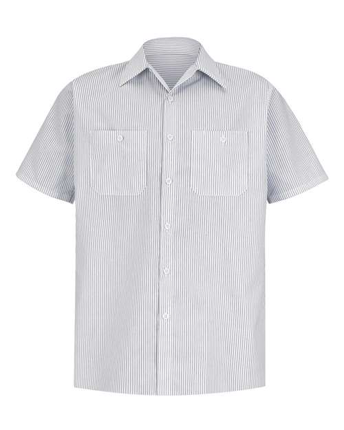 Red Kap SP20T — Men's Tall Premium Short Sleeve Work Shirt — CW-White/ Charcoal Stripe