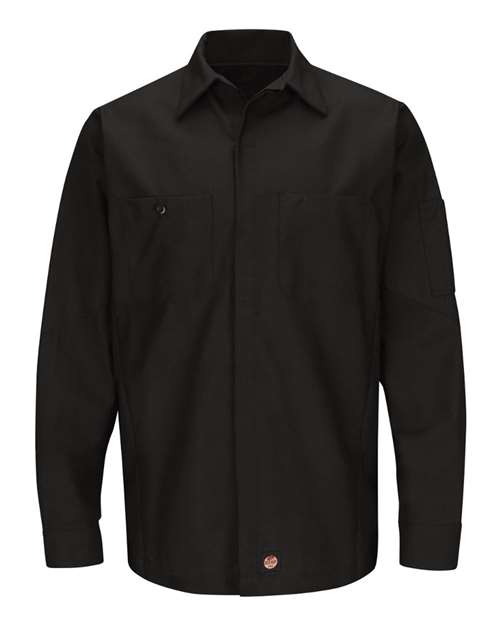 Red Kap SY10T — Men's Tall Long Sleeve Automotive Crew Shirt — Black