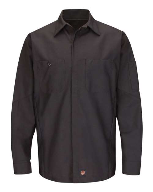 Red Kap SY10T — Men's Tall Long Sleeve Automotive Crew Shirt — Charcoal