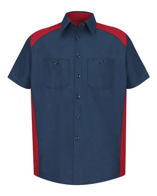 Red Kap SP28T — Men's Tall Short Sleeve Motorsports Shirt — Red/ Navy