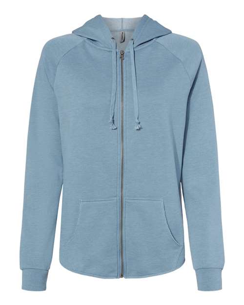 Independent Trading Co. PRM2500Z — Women's California Wave Wash Full-Zip Hooded Sweatshirt — Misty Blue