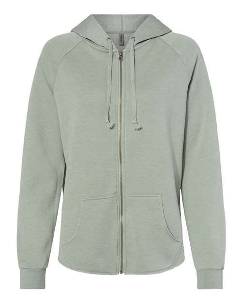 Independent Trading Co. PRM2500Z — Women's California Wave Wash Full-Zip Hooded Sweatshirt — Sage