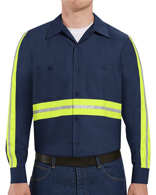 Red Kap SP14ET — Men's Tall Industrial Enhanced-Visibility Long Sleeve Work Shirt — main view