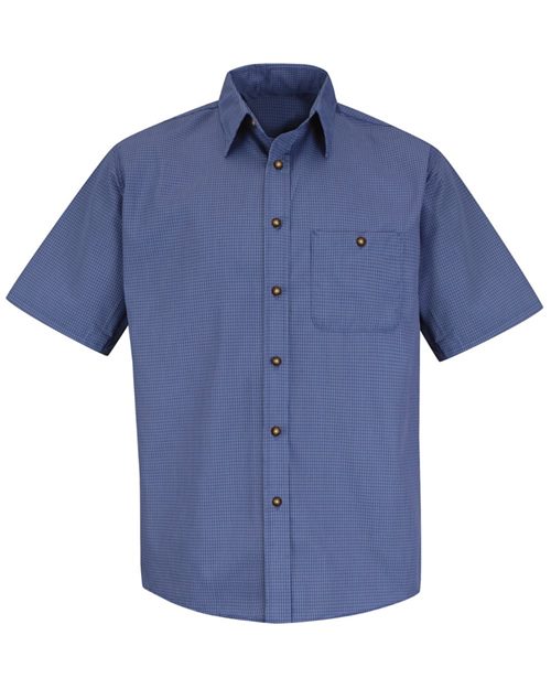 Red Kap SP84T — Men's Tall Mini-Plaid Uniform Short Sleeve Shirt — main view
