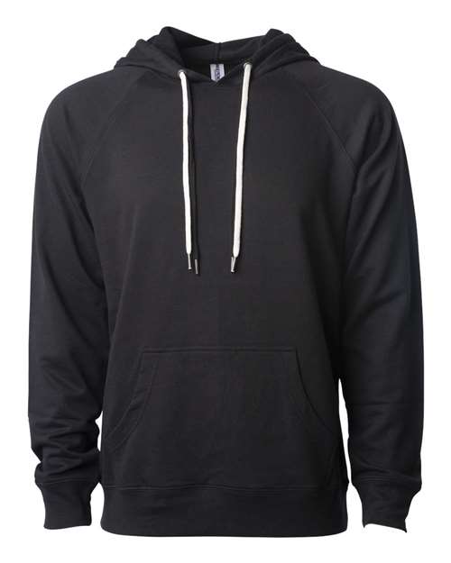 Independent Trading Co. SS1000 — Unisex Icon Lightweight Loopback Terry Hooded Sweatshirt — Black
