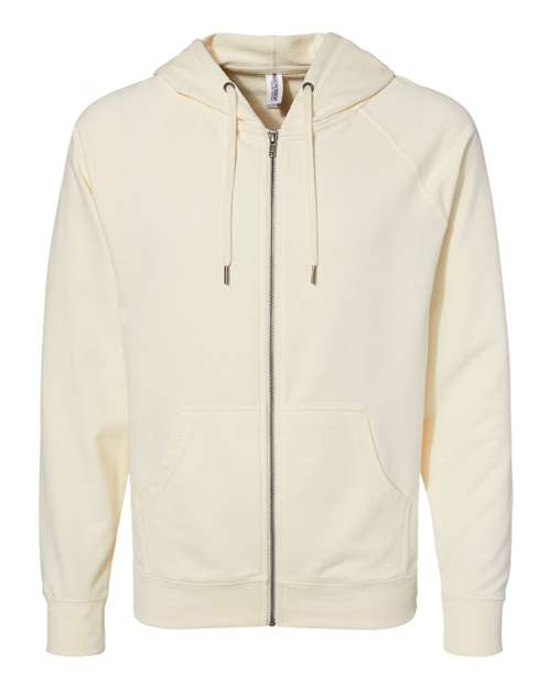 Independent Trading Co. SS1000Z — Unisex Icon Lightweight Loopback Terry Full-Zip Hooded Sweatshirt — Bone