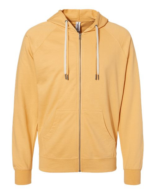 Independent Trading Co. SS1000Z — Unisex Icon Lightweight Loopback Terry Full-Zip Hooded Sweatshirt — Harvest Gold