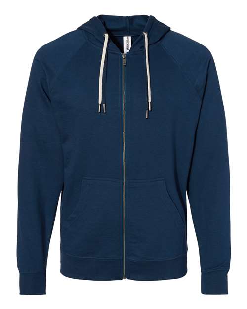 Independent Trading Co. SS1000Z — Unisex Icon Lightweight Loopback Terry Full-Zip Hooded Sweatshirt — Indigo