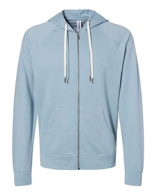 Independent Trading Co. SS1000Z — Unisex Icon Lightweight Loopback Terry Full-Zip Hooded Sweatshirt — Misty Blue