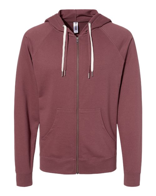 Independent Trading Co. SS1000Z — Unisex Icon Lightweight Loopback Terry Full-Zip Hooded Sweatshirt — Port