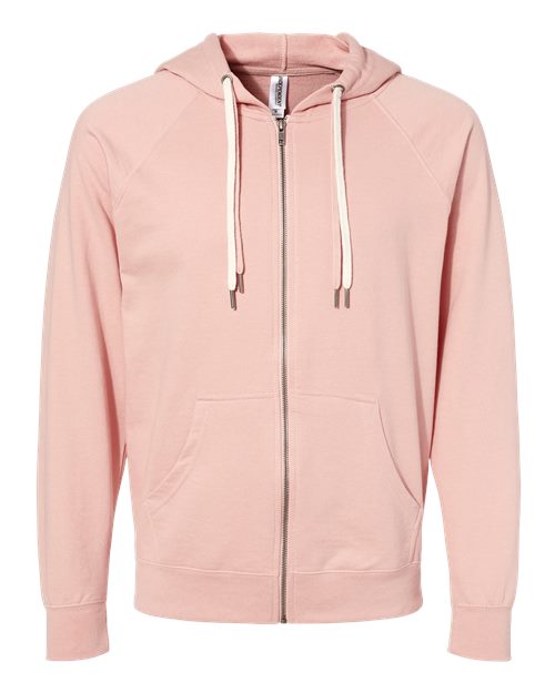 Independent Trading Co. SS1000Z — Unisex Icon Lightweight Loopback Terry Full-Zip Hooded Sweatshirt — Rose