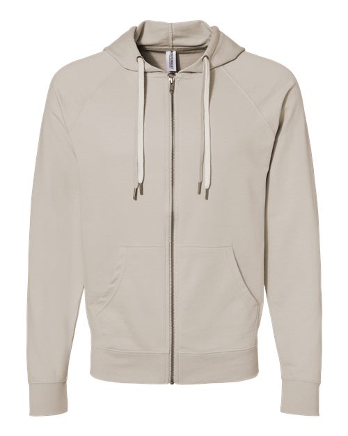 Independent Trading Co. SS1000Z — Unisex Icon Lightweight Loopback Terry Full-Zip Hooded Sweatshirt — Sand