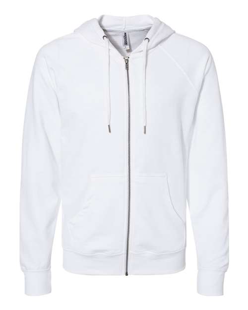 Independent Trading Co. SS1000Z — Unisex Icon Lightweight Loopback Terry Full-Zip Hooded Sweatshirt — White
