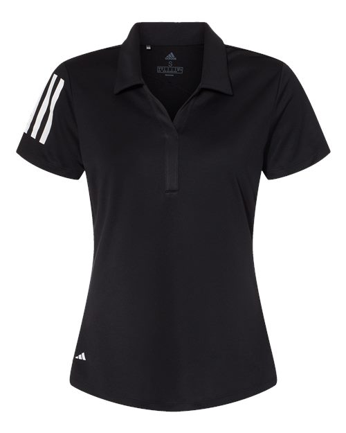 Adidas A481 — Women's Floating 3-Stripes Polo — Black/ White