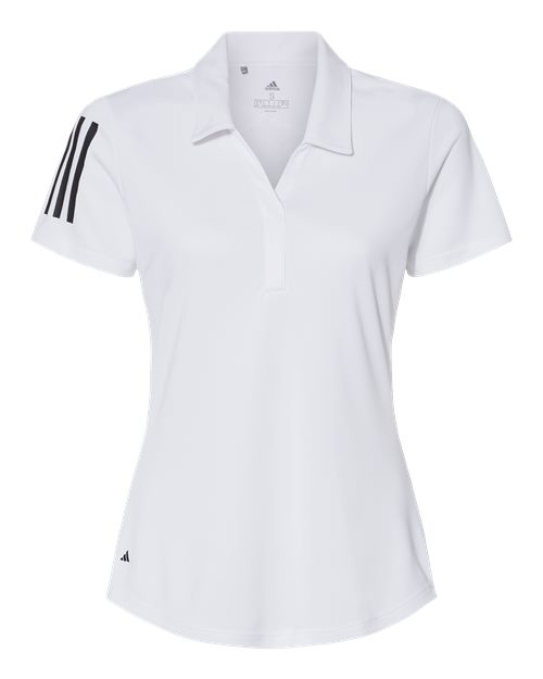 Adidas A481 — Women's Floating 3-Stripes Polo — White/ Black