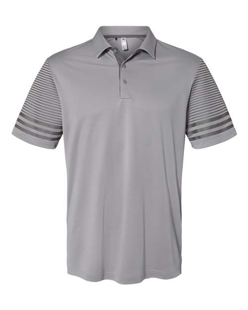 Adidas A490 — Men's Striped Sleeve Polo — Grey Three/ Grey Five