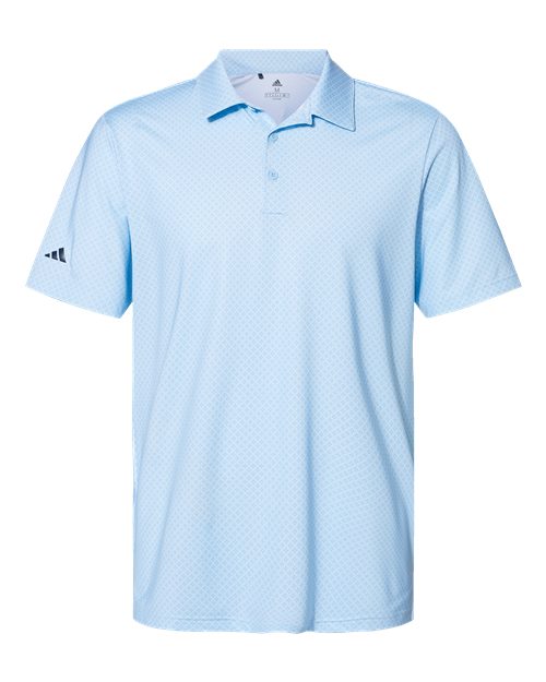 Adidas A498 — Men's Ultimate365 Diamond Dot Print Polo — Glow Blue/ White/ Navy