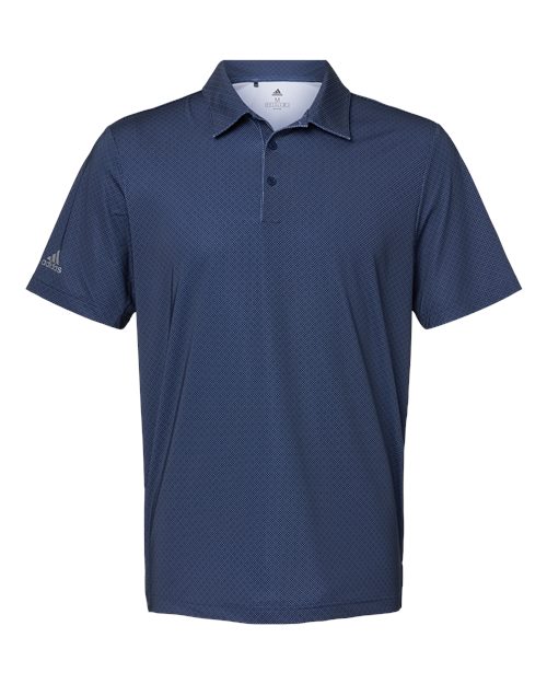 Adidas A498 — Men's Ultimate365 Diamond Dot Print Polo — Navy Blue/ White/ Grey Three