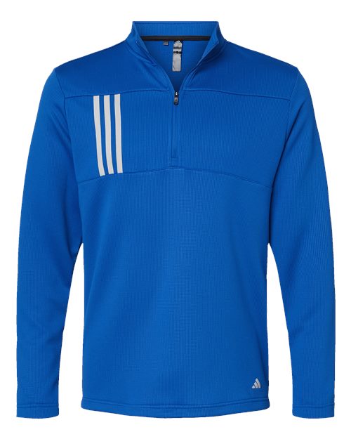Adidas A482 — Men's 3-Stripes Double-Knit Quarter-Zip Pullover — Team Royal/ Grey Two