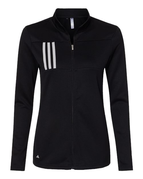 Adidas A483 — Women's 3-Stripes Double Knit Full-Zip Jacket — Black/ Grey Two