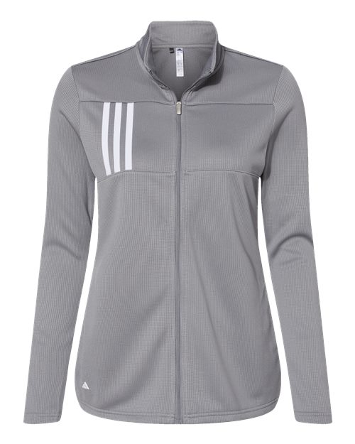 Adidas A483 — Women's 3-Stripes Double Knit Full-Zip Jacket — Grey Three/ White