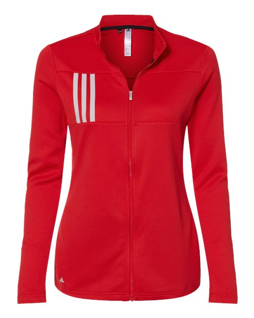 Adidas A483 — Women's 3-Stripes Double Knit Full-Zip Jacket — Team Collegiate Red/ Grey Two