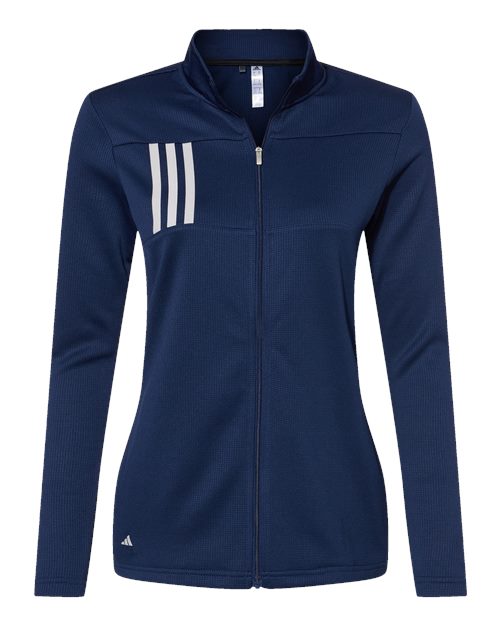 Adidas A483 — Women's 3-Stripes Double Knit Full-Zip Jacket — Team Navy Blue/ Grey Two