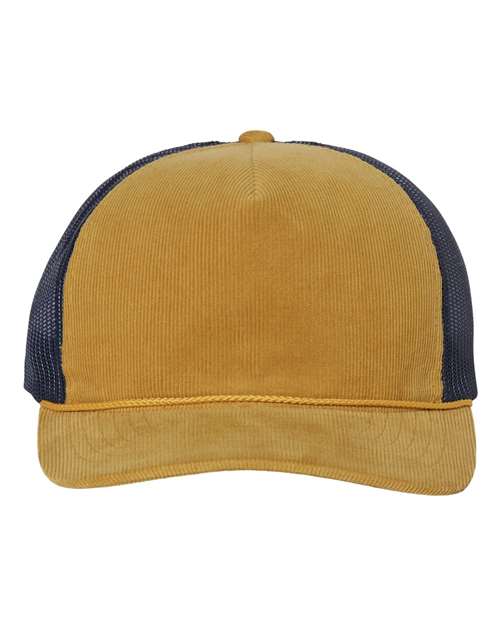 Richardson 930 — Troutdale Corduroy Trucker Cap — Amber Gold/ Navy