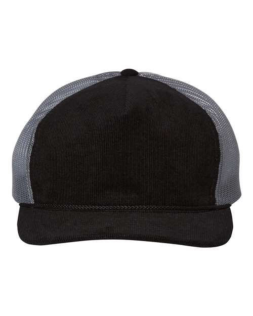 Richardson 930 — Troutdale Corduroy Trucker Cap — Black/ Charcoal