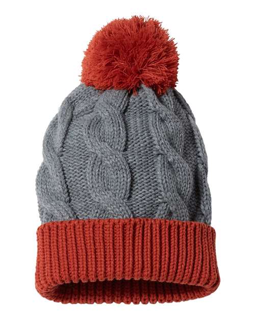 Richardson 141R — Chunk Twist Cuffed Beanie — Heather Grey/ Rust