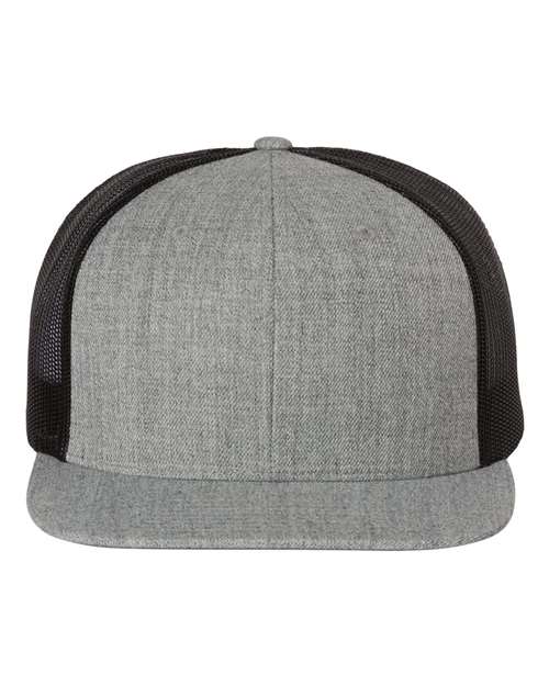 Richardson 511 — Wool Blend Flat Bill Trucker Cap — Heather Grey/ Black