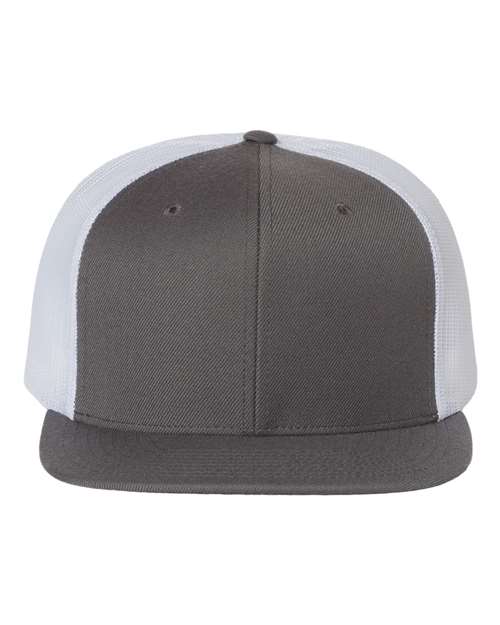 Richardson 511 — Wool Blend Flat Bill Trucker Cap — Charcoal/ White