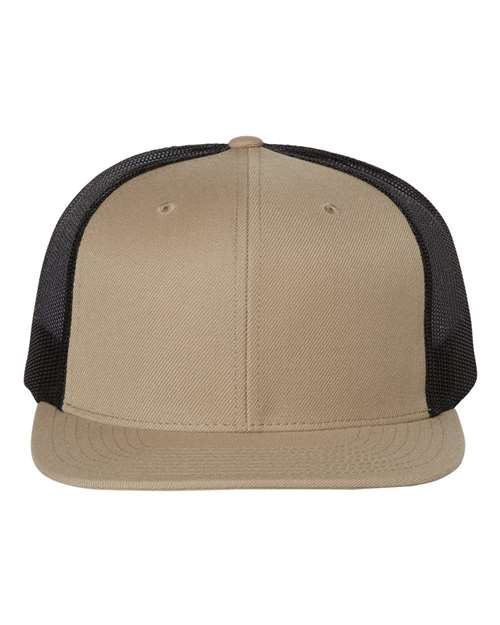 Richardson 511 — Wool Blend Flat Bill Trucker Cap — Khaki/ Black