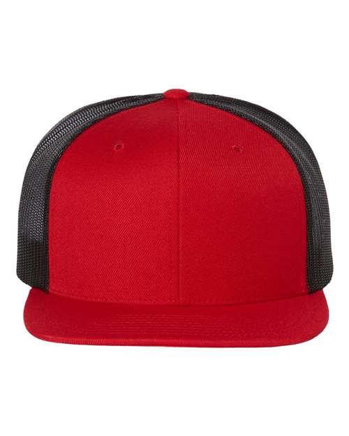 Richardson 511 — Wool Blend Flat Bill Trucker Cap — Red/ Black