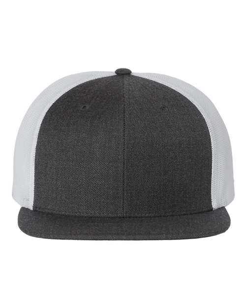 Richardson 511 — Wool Blend Flat Bill Trucker Cap — Heather Charcoal/ White