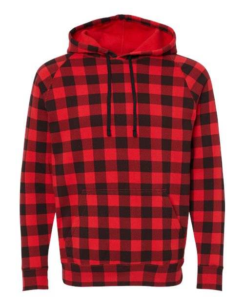 Independent Trading Co. PRM33SBP — Unisex Special Blend Raglan Hooded Sweatshirt — Red Buffalo Plaid