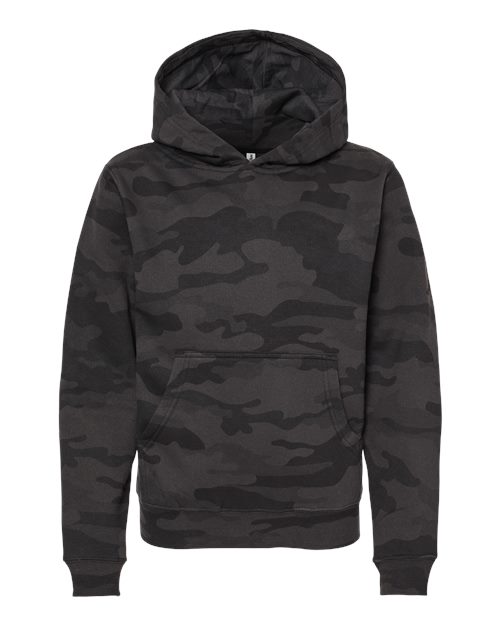 Independent Trading Co. SS4001Y — Youth Midweight Hooded Sweatshirt — Black Camo