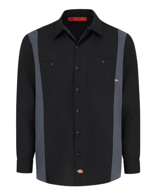 Dickies 5524 — Men's Industrial Colorblocked Long Sleeve Shirt — Black/ Dark Charcoal