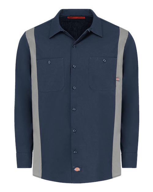 Dickies 5524 — Men's Industrial Colorblocked Long Sleeve Shirt — Dark Navy/ Smoke