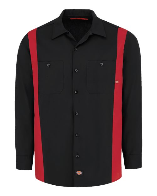Dickies 5524T — Men's Tall Industrial Colorblocked Long Sleeve Shirt — Black/ English Red