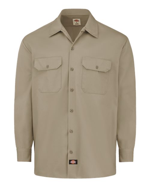 Dickies 5549 — Men's Heavyweight Cotton Long Sleeve Shirt — Military Khaki