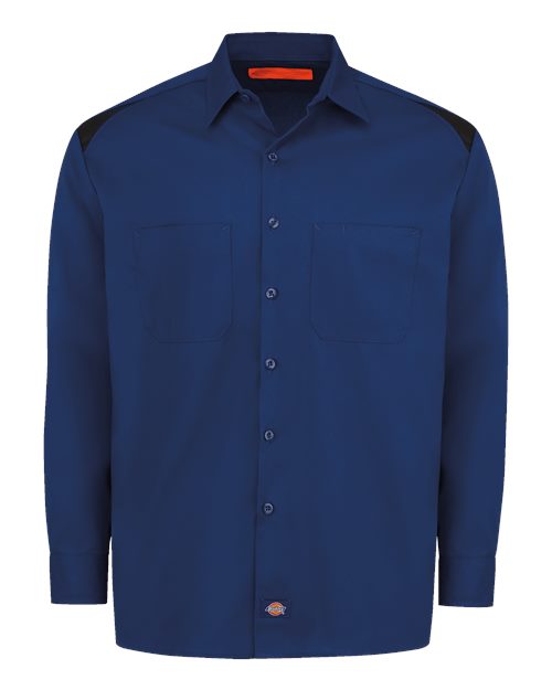 Dickies 6605 — Men's Long Sleeve Performance Team Shirt — Cobalt Blue/ Black