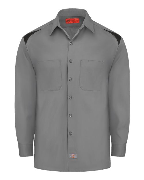 Dickies 6605 — Men's Long Sleeve Performance Team Shirt — Smoke/ Black