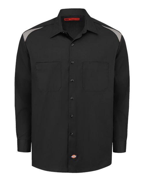 Dickies 6605T — Men's Tall Long Sleeve Performance Team Shirt — Black/ Smoke