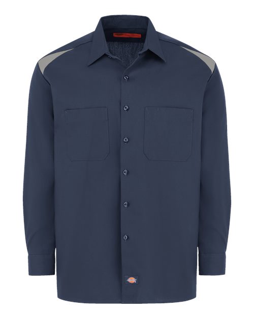 Dickies 6605T — Men's Tall Long Sleeve Performance Team Shirt — Dark Navy/ Smoke