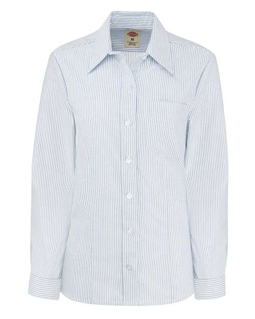 Dickies L254 — Women's Oxford Long Sleeve Shirt — Blue/ White Stripe