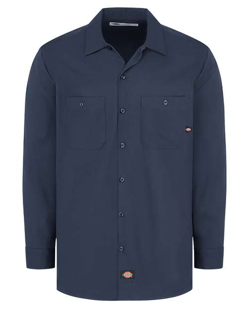 Dickies L307 — Men's Industrial Cotton Long Sleeve Work Shirt — Dark Navy